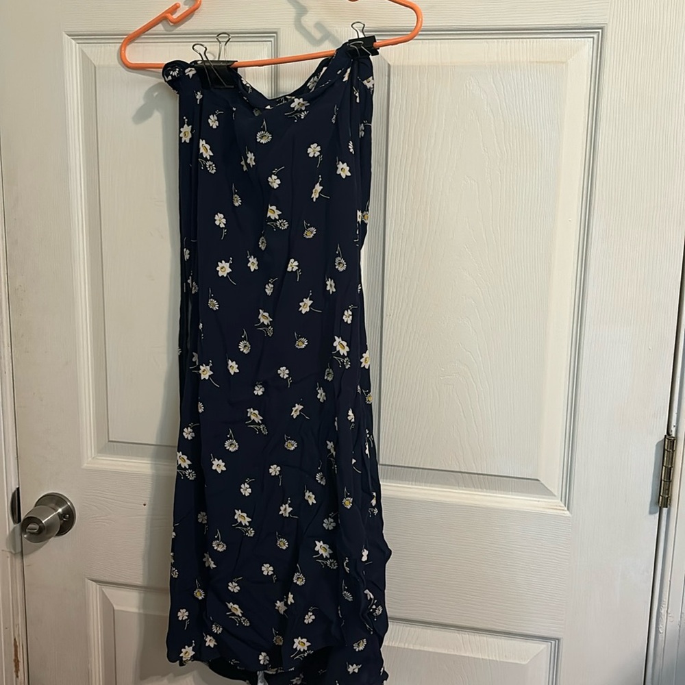 Madewell Navy Floral Midi Skirt